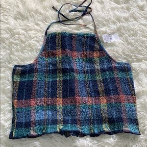 American Eagle plaid halter top